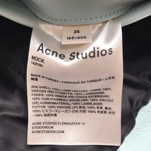 ACNE STUDIOS Mock Leather Jacket In Blue Size 2 - Picture 13 of 13